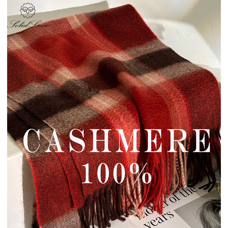 100% Cashmere Scarf   Plaid  W - Wool Scarf Men ulasan dan harga