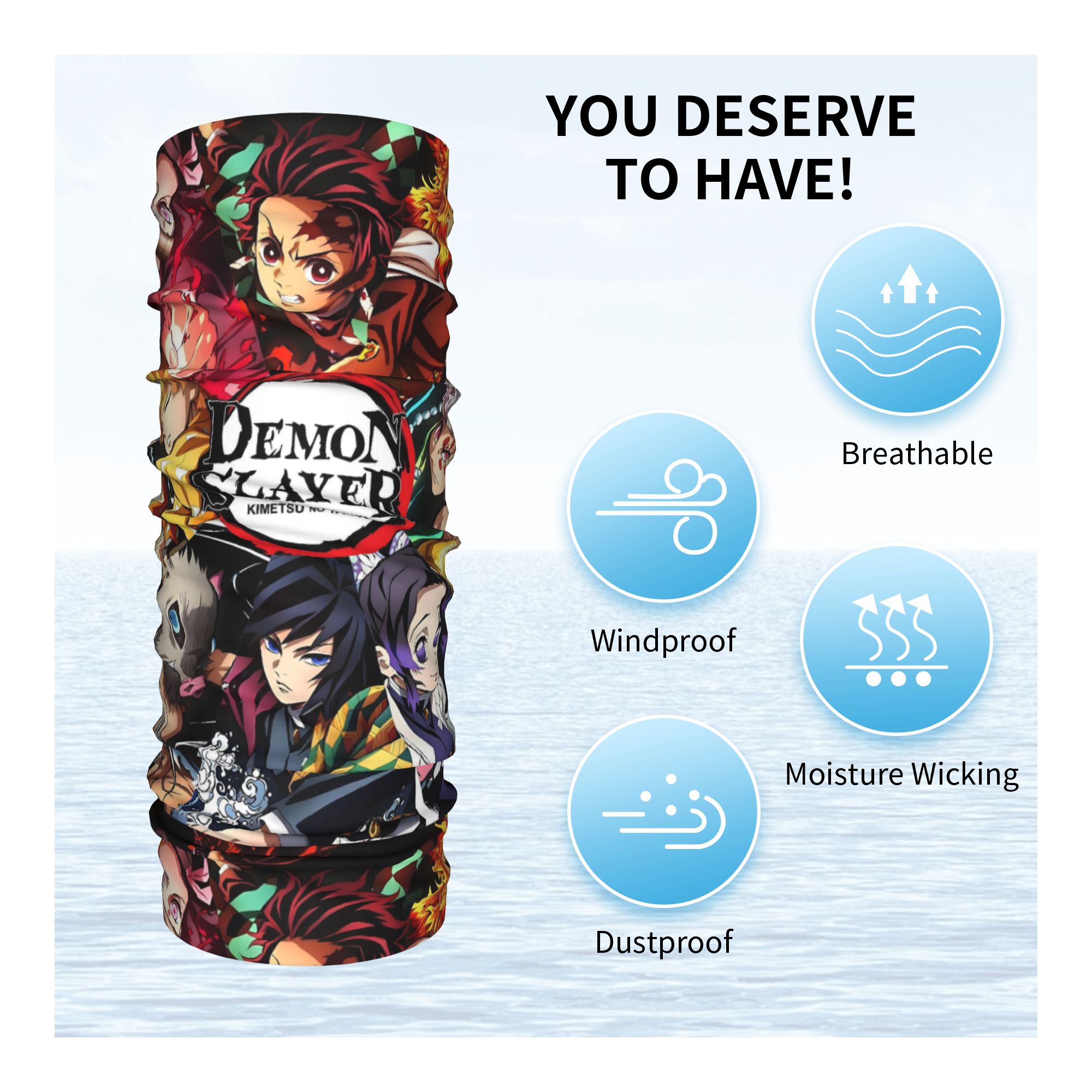 Demon Slayer Anime Collage Ban - Neck Gaiter Fleece ulasan dan harga