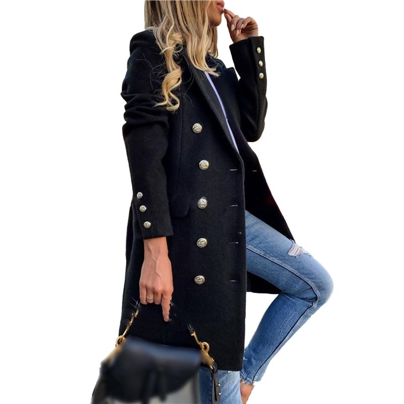 A24F-Women Fall Winter Wool Co - Wool Coat Peacoat ulasan dan harga