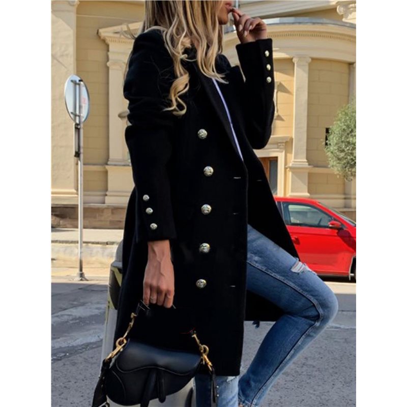 A24F-Women Fall Winter Wool Co - Wool Coat Peacoat ulasan dan harga