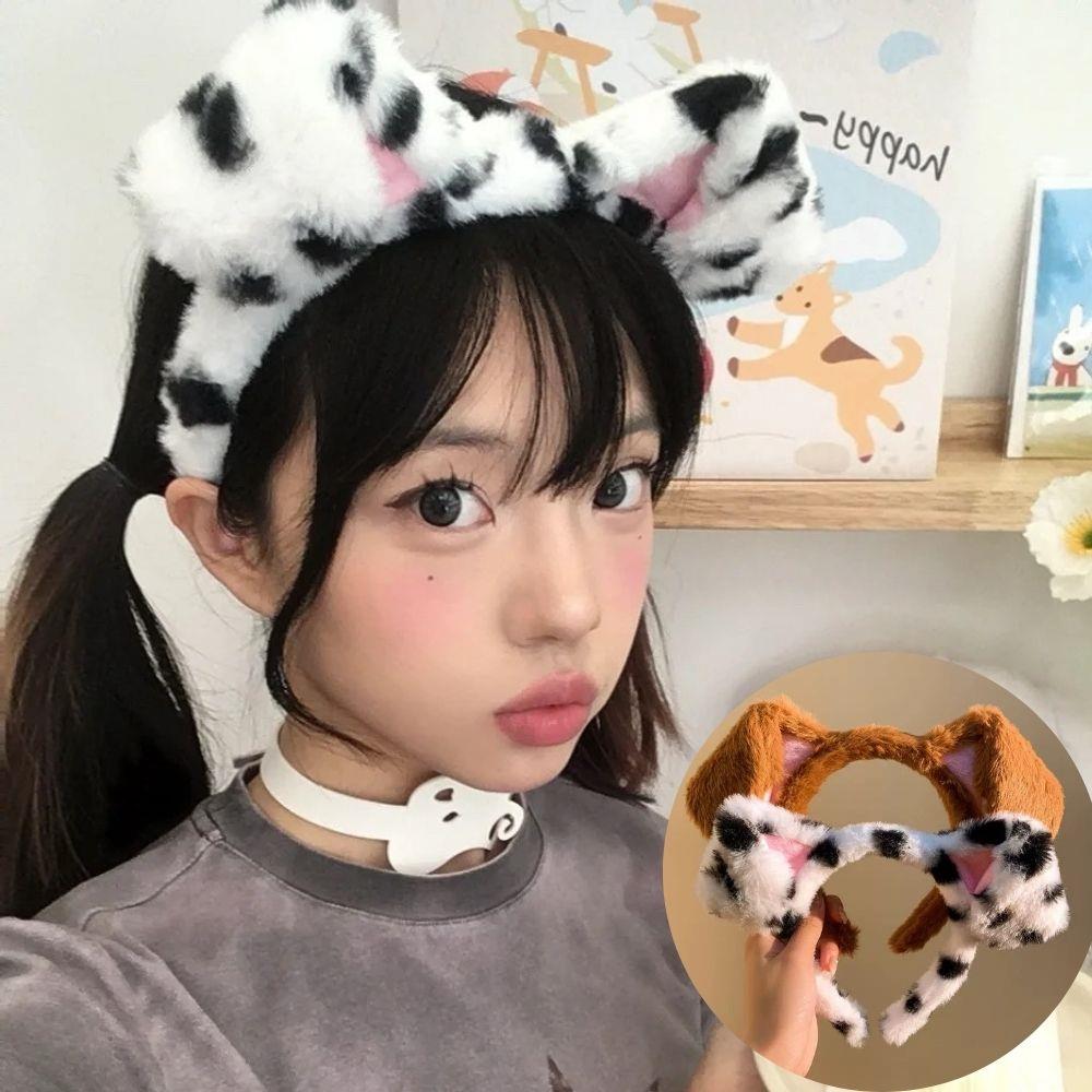 Spotted Dogs Folded Ear Hairba - Winter Headband Fleece ulasan dan harga