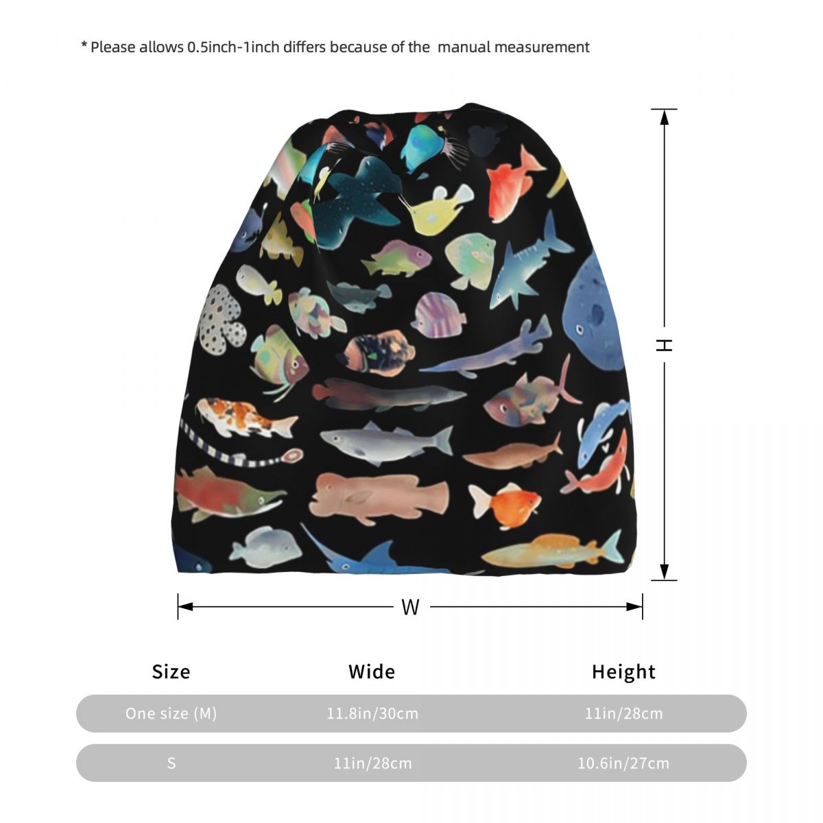 One Hundred Fish Ocean Life Sc - Knit Beanie Hat Warm ulasan dan harga
