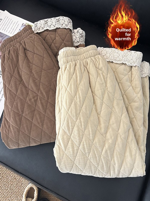 Artistic Lace Patchwork Cotton - Corduroy Pant Warm ulasan dan harga
