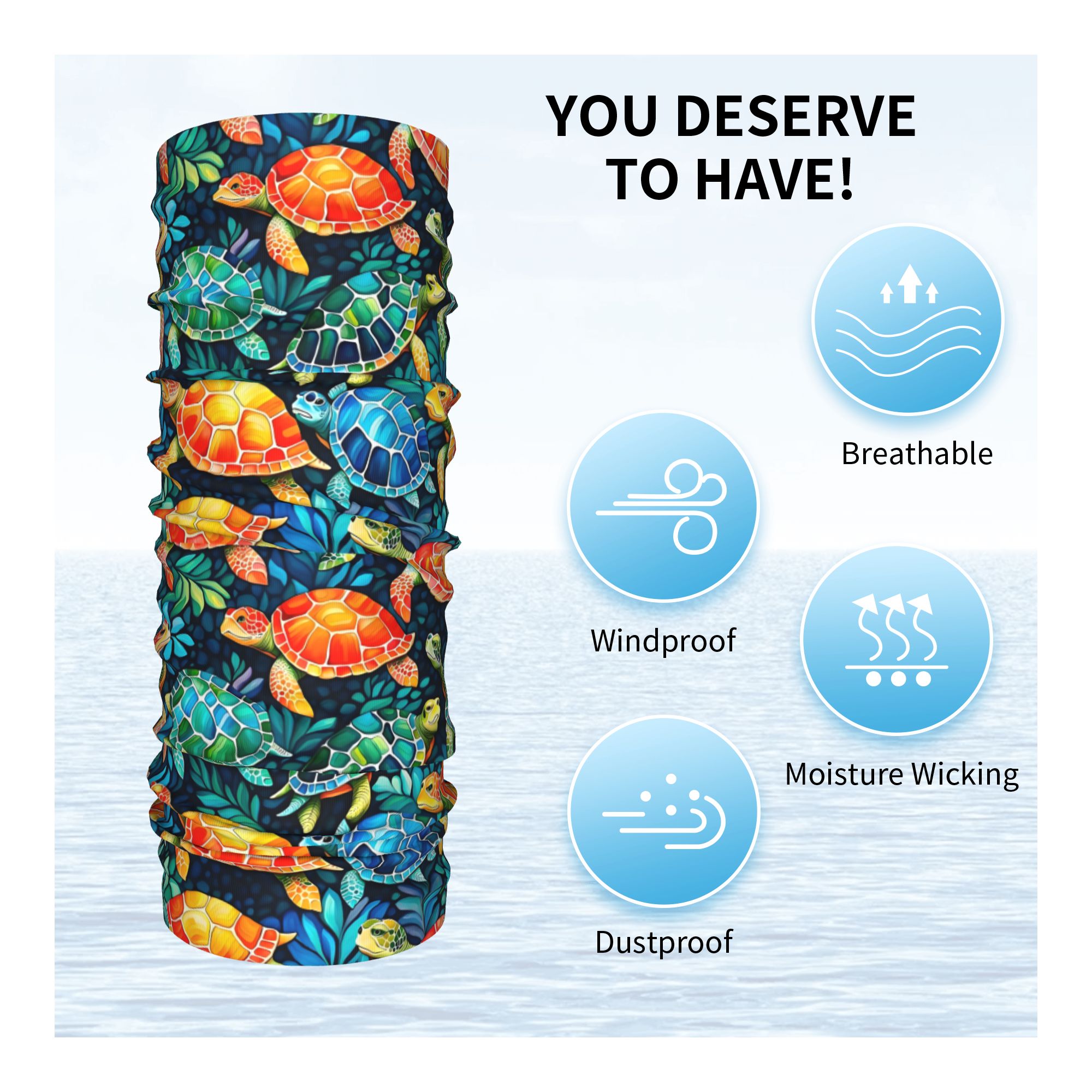 Custom Funny Colorful Sea Turt - Neck Gaiter Fleece ulasan dan harga