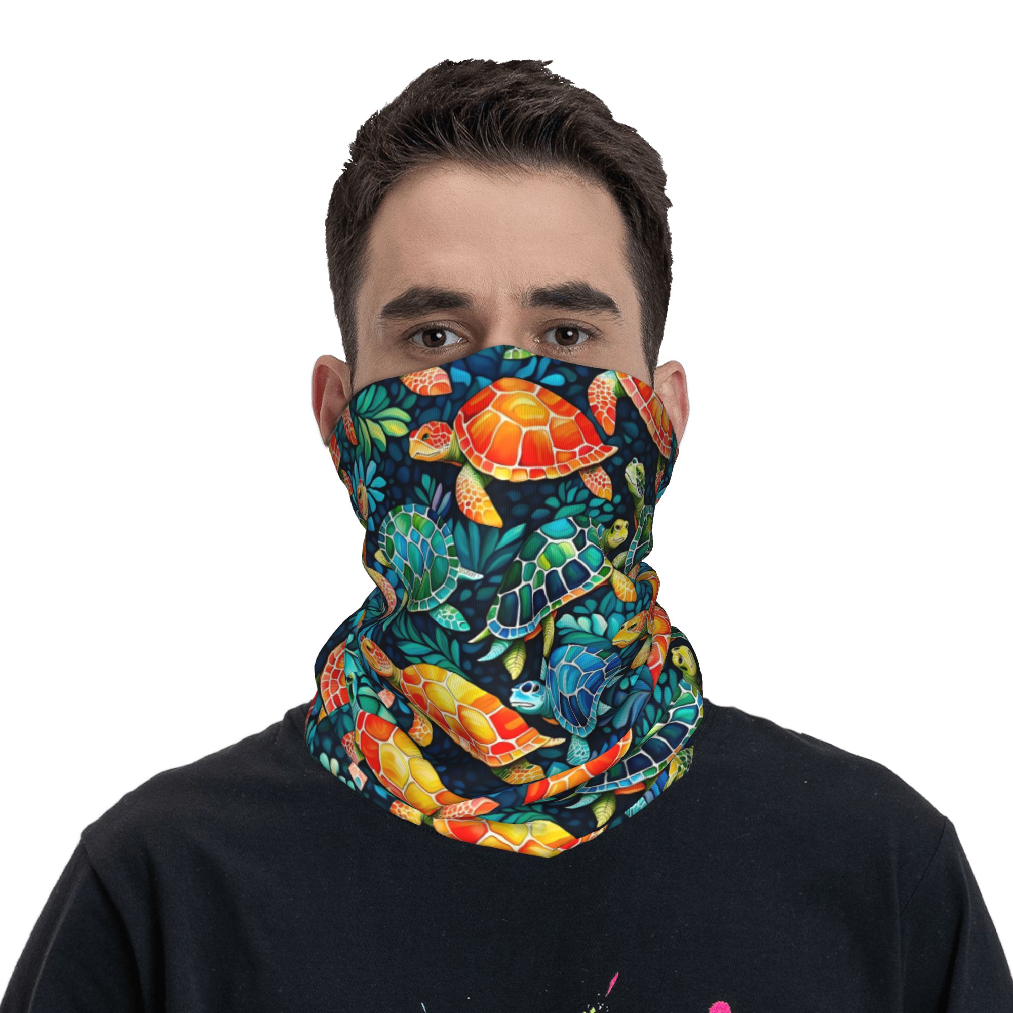 Custom Funny Colorful Sea Turt - Neck Gaiter Fleece ulasan dan harga