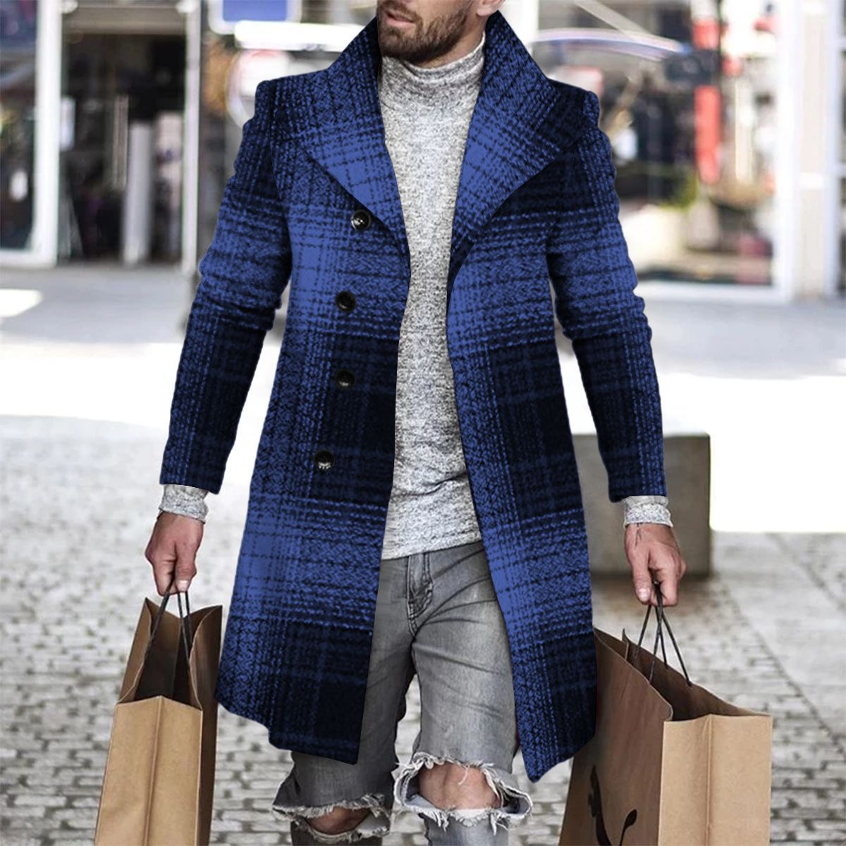 2025 Long Coat Men Mens Wool J - Wool Coat Peacoat ulasan dan harga