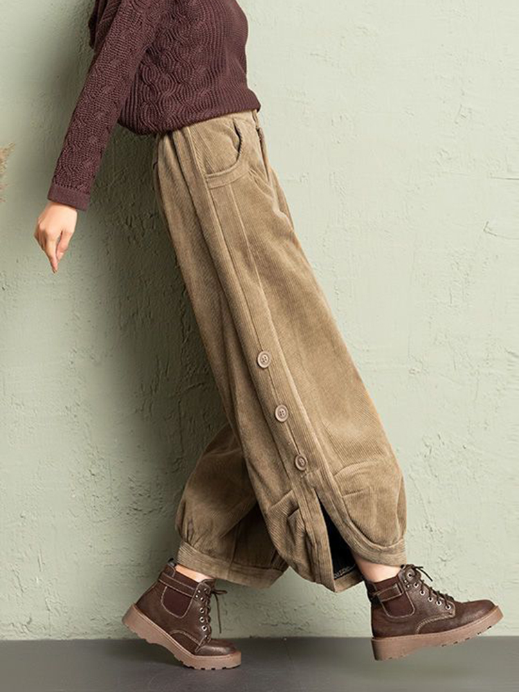 Korean Corduroy Women Pants Fa - Corduroy Pant Warm ulasan dan harga