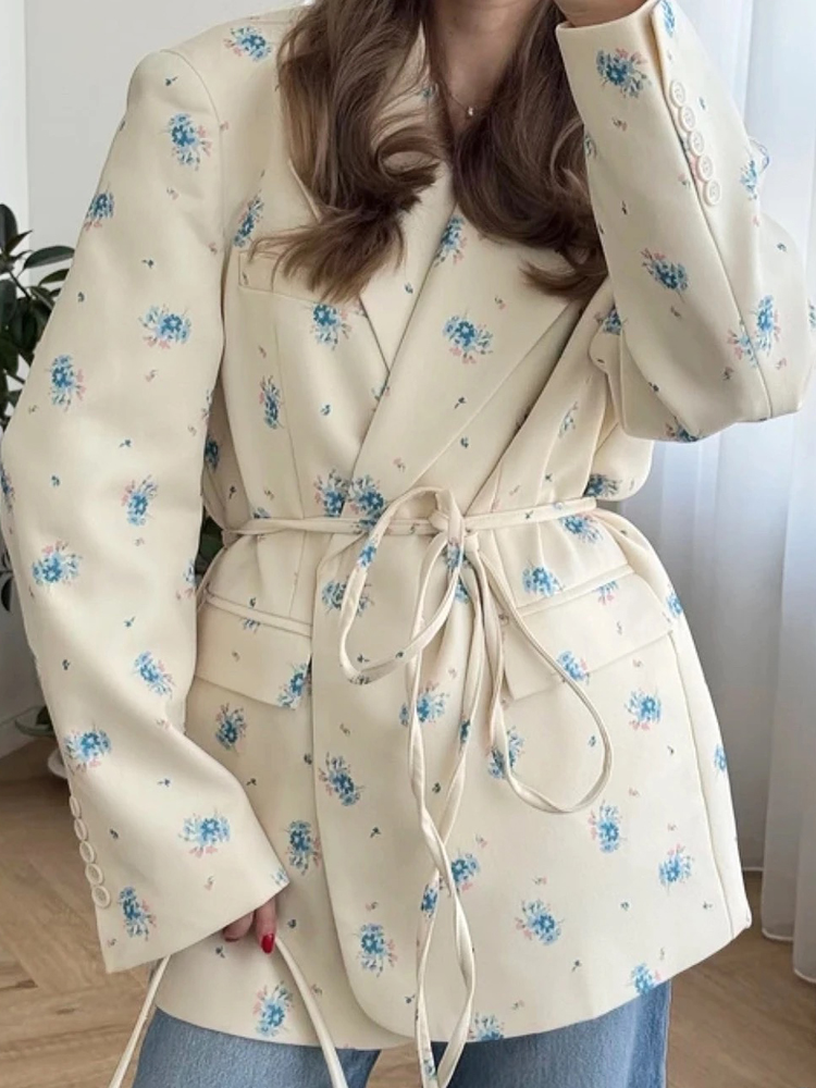 FSMG Elegant Flower Printed Lo - Down Jacket Packable ulasan dan harga