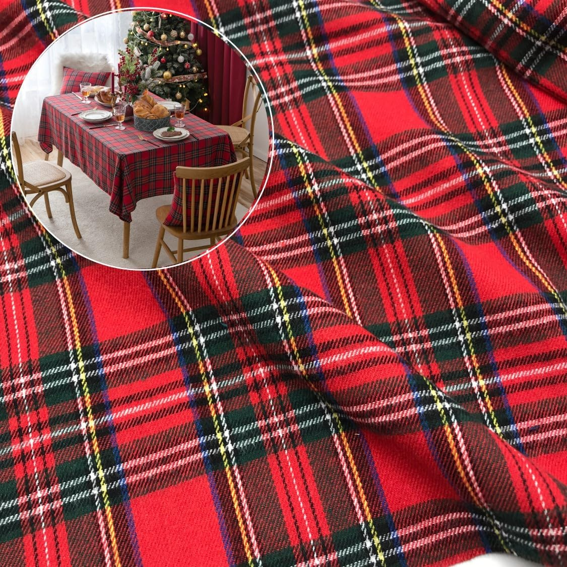 Christmas Plaid Fabric for DIY - Flannel Shirt Lined ulasan dan harga