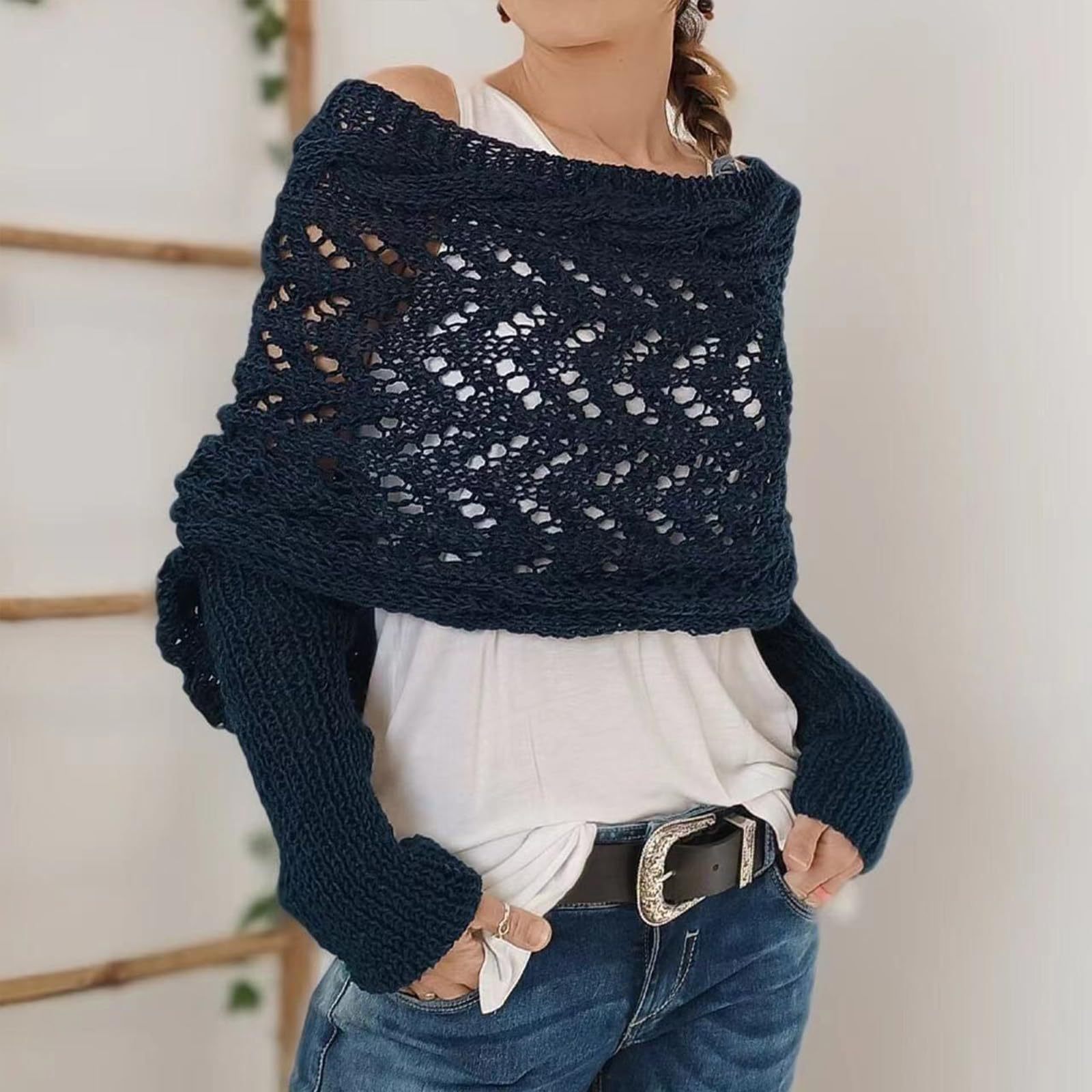 New Women Knitted Shawl Wrap O - Shawl Wrap Winter ulasan dan harga